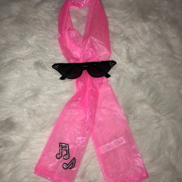 Grease Pink Ladies Jacket with scarf & glasses - Picture 4 of 4